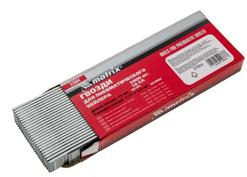 Гвозди для нейлера MATRIX 15ммх1,25ммх1мм, 5000шт.