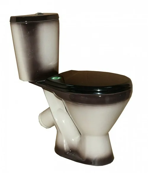 Унитаз-компакт ROSA ЭЛЕГАНТ черный декор, косой выпуск, нижн. подвод, 1 реж. арматура,  615*350*765мм 