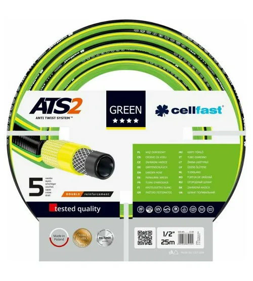 Шланг Cellfast GREEN ATS2 поливочный, армир, пятислойный, 1/2" 25 м