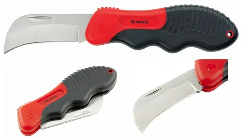 Нож MATRIX, электрика, складной, изогнутое лезвие, эргономич двухкомп ручка