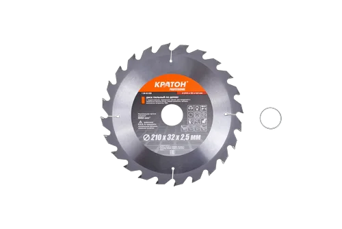 Диск пильный по дереву, быстрый рез Кратон PROFESSIONAL Ø210x32/30х2,6 мм, 24Т