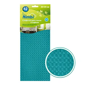 Салфетка Kolibriya Nimbi-42 Дом-Офис, Вафельн. 30х30см, для стекол, синяя