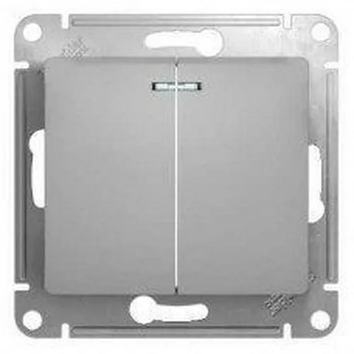 Выключатель GLOSSA 2кл, с подсветкой, 10АХ, механизм, АЛЮМИНИЙ