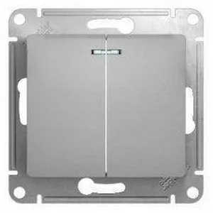 Выключатель GLOSSA 2кл, с подсветкой, 10АХ, механизм, АЛЮМИНИЙ