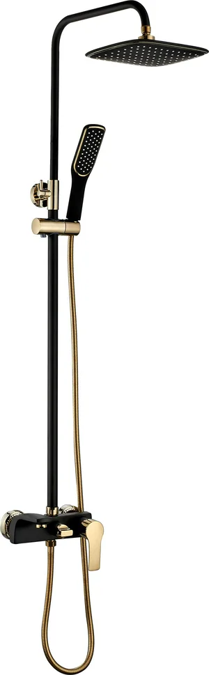 Гарнитур душевой I-TECH, ANDROMEDA, 1250 мм с верхней лейкой 280х180 мм, со смесителем, однорычажный, черный