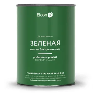 Грунт-эмаль Elcon по ржавчине зеленая матовая 0,8кг 