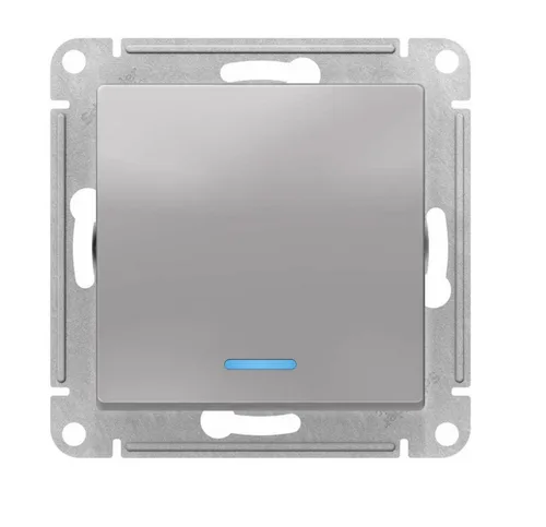 Выключатель AtlasDesign 1 кл подсветкой, 10АХ, механизм, АЛЮМИНИЙ, SE