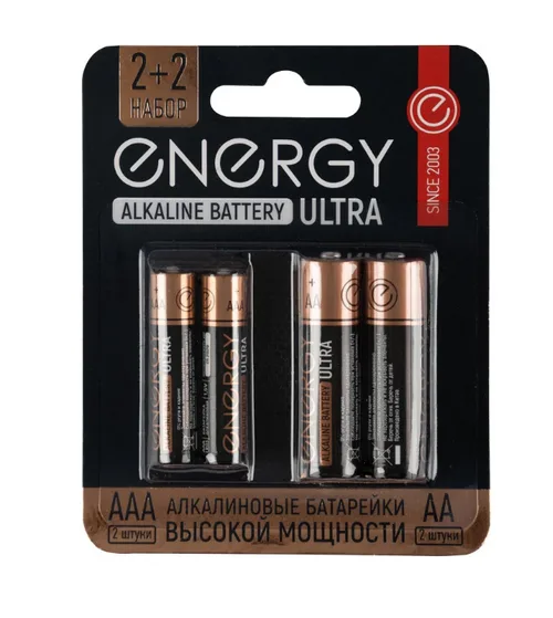 Батарейка алкалиновая Energy Ultra LR6+LR03/4B АА+ААА, 4 шт. 
