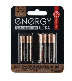 Батарейка алкалиновая Energy Ultra LR6+LR03/4B АА+ААА, 4 шт. 