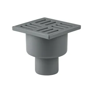 Трап вертикальный с сухим затвором решетка пластиковая 100/100х50, серый,РТП