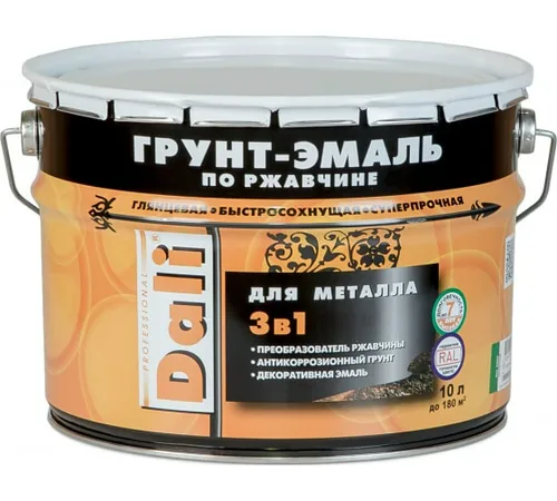 Грунт-эмаль DALI по ржавчине черная 10л (RAL 9005)