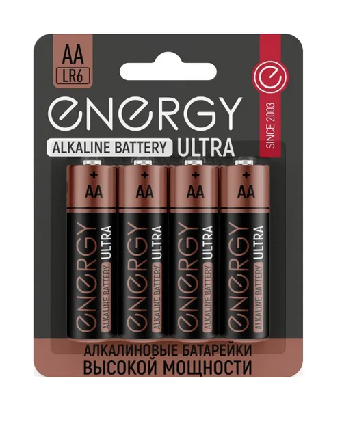 Батарейка алкалиновая Energy Ultra LR6/4B АА, 4 шт.