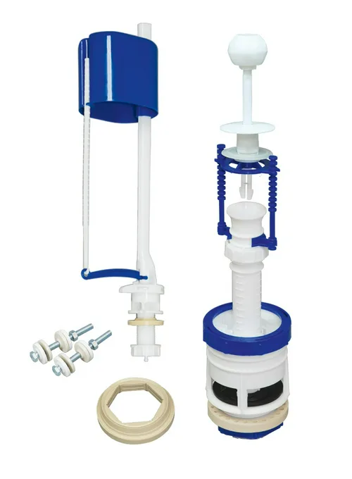 Арматура для бачка штоковая, нижняя подводка, кнопка белая, Стандарт (АС-6.1)