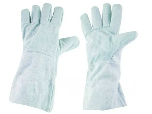 Краги сварщика спилковые, пятипалые, серые