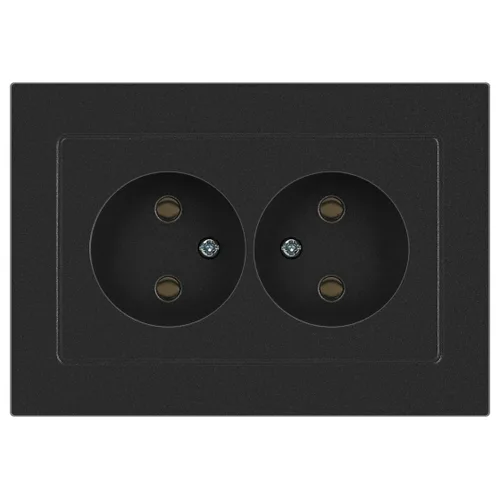 Розетка ЭРА Intro Accent 6-204-07 2х2P, 2-ая б/з, 16А, механизм, графит