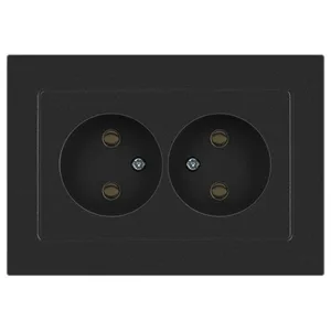 Розетка ЭРА Intro Accent 6-204-07 2х2P, 2-ая б/з, 16А, механизм, графит