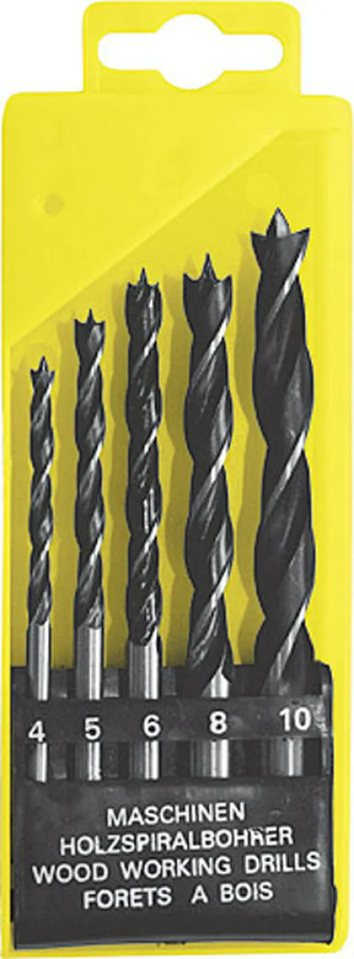 Набор сверл по дереву FIT, 4-5-6-8-10мм, 5 предметов, пластик, бокс