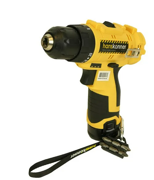 Дрель-шуруповерт аккум Hanskonner HCD1230R б/щет, 12В, 2 акк. 2,0 Ач, 30Нм, кейс