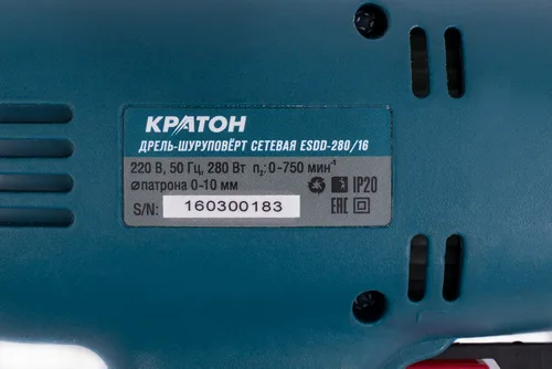 Дрель-шуруповерт сетевая Кратон ESDD-280/16 HOBBY
