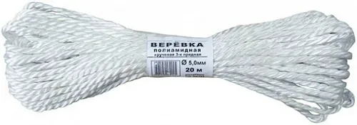 Веревка FIT крученая, капроновая, 3,1ммх20м, р/н=150кгс