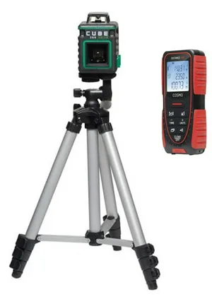 Комплект лазерный уровень ADA CUBE 360 GREEN Professional Edition + штатив + дальномер лазерный ADA Cosmo 100 с функцией уклономера