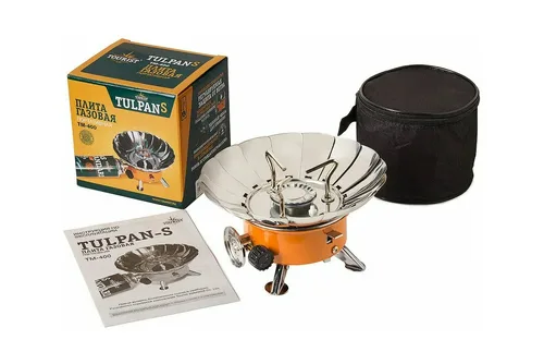 Плита газовая TOURIST TULPAN-S портативная, пьезоподжиг, цанг. и бытов. былоны, кейс