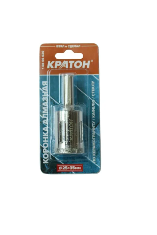 Коронка алмазная по керамограниту (в сборе) Кратон Ø25х35 мм