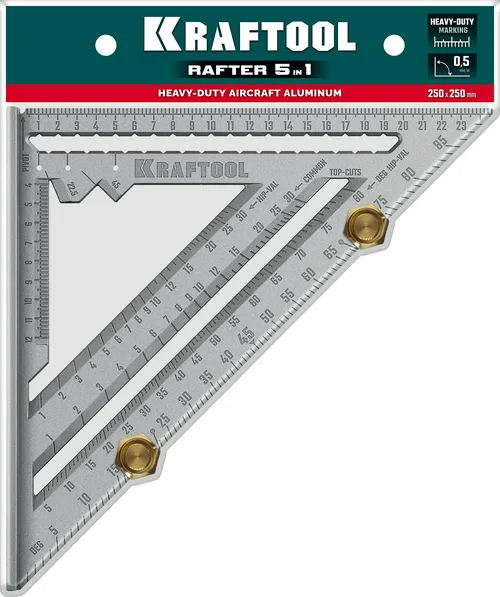 Угольник KRAFTOOL 250 мм, 5-в-1, высокоточный кровельный