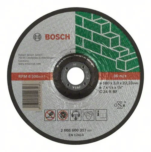 Диск отрезной по камню BOSCH, 180мм, вогнутый