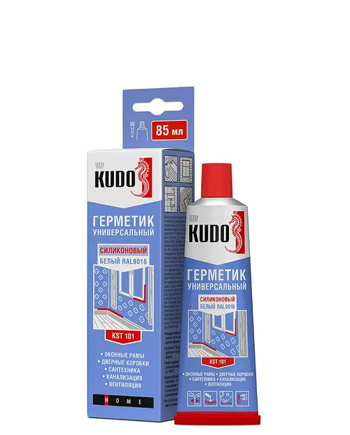 Герметик KUDO KST-100 силиконовый, универсальный белый в тюбике 85мл