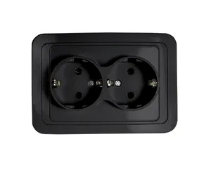 Розетка CLASSICO 2-ая черная с заземл. 2102B IN HOME