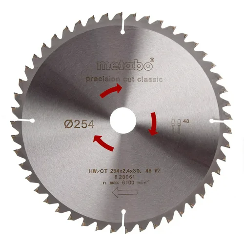 Диск пильный METABO,  254x30,НМ,48WZ,5 отр, д.торцовок
