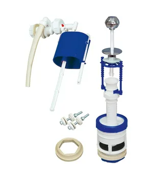 Арматура для бачка штоковая, боковая подводка, кнопка хром, Стандарт