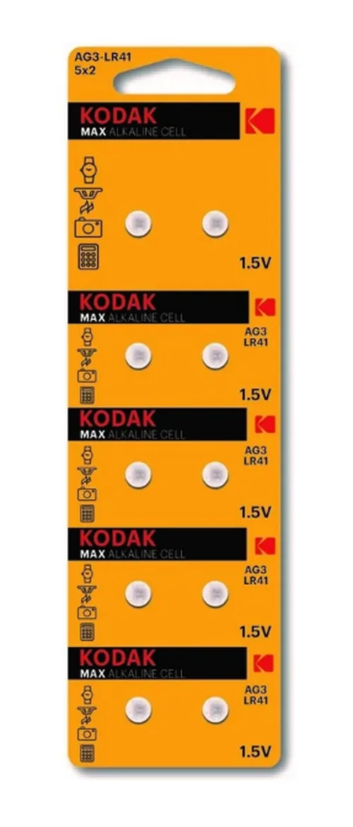 Батарейка Kodak AG3 (392) LR736, LR41 MAX Super Alkaline, 2 шт.