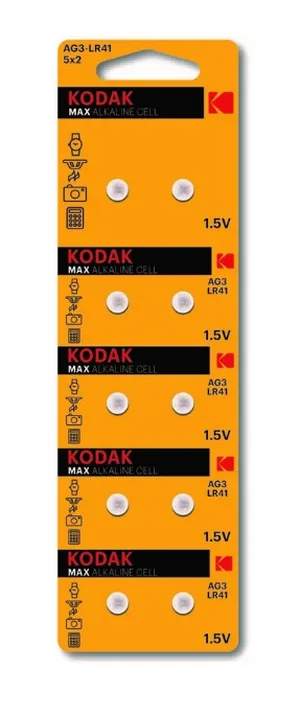 Батарейка Kodak AG3 (392) LR736, LR41 MAX Super Alkaline, 2 шт.