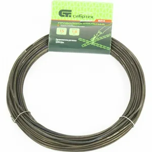 Проволока СИБРТЕХ стальная 15 м, вязальная, термообработанная 1,8 мм 