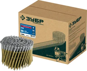 Гвозди барабанный ЗУБР CNW рифленые 90x3.1 мм, оцинкованные, 3600 шт             