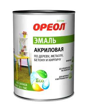 Эмаль Ореол акриловая глянцевая зеленая 0,9 кг