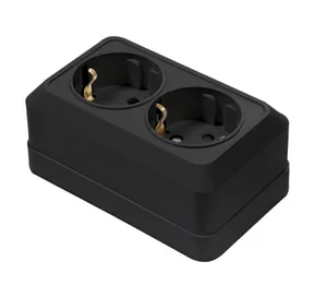 Розетка BOLLETO 2-ая накладная с заземл. черная 7128B IN HOME