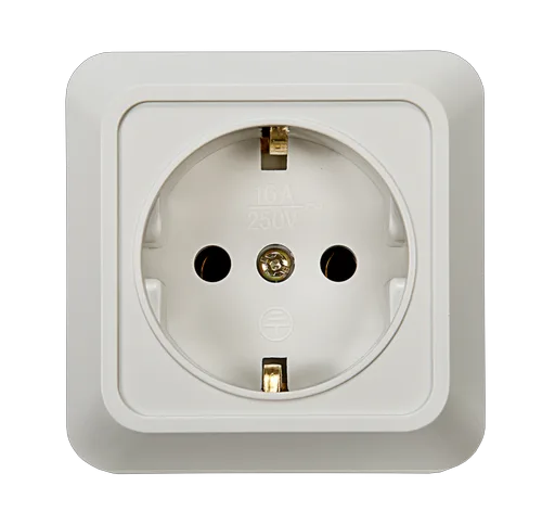 Розетка BOLLETO 1-ая накладная белая с заземл.  7028 IN HOME