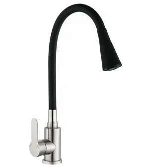 Смеситель АНТЕЙ Садко 577033 д/кухни с силиконовым изливом черный, нерж. сталь