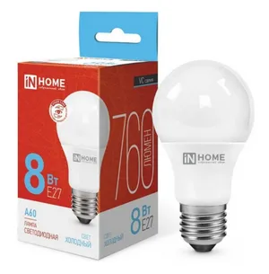 Лампа светодиодная LED-A60-VC 8Вт 230В Е27 6500К 760Лм IN HOME