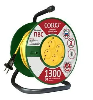 Удлинитель Союз сил. на катушке с 4 гн. 1300 Вт 40м, 481S-3104