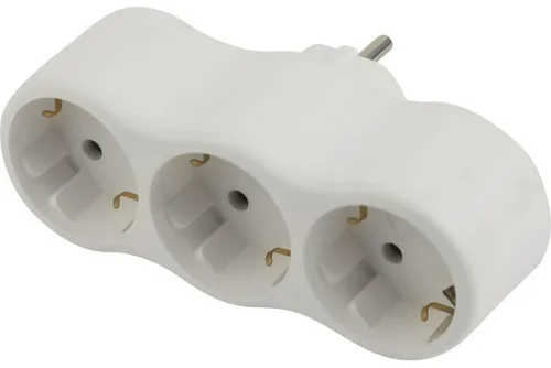 Тройник ЭРА SPx-3e-W, 3 гнезда, с заземлением, 16А, белый