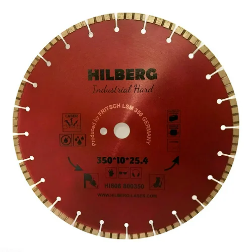 Диск алмазный отрезной 400*10*25,4/12мм Hilberg Industrial Hard Laser  (сильно армированный бетон, железобетон, твердый бетон)