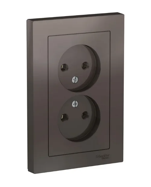 Розетка AtlasDesign двойная, б/з, 16А, в сборе, МОККО, SE