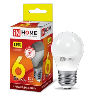 Лампа светодиодная LED-ШАР-VC 6Вт 230В Е27 3000К 480Лм IN HOME