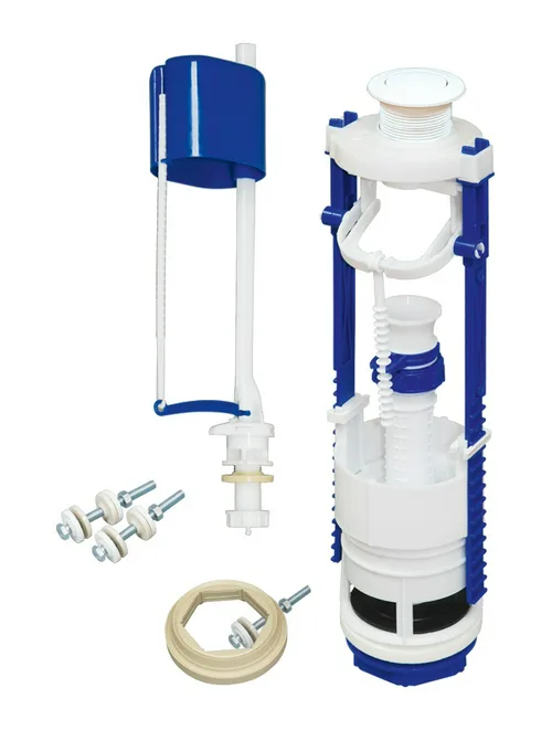 Арматура для бачка кнопочная, нижняя подводка, кнопка белая, Стандарт (АС-17.1)