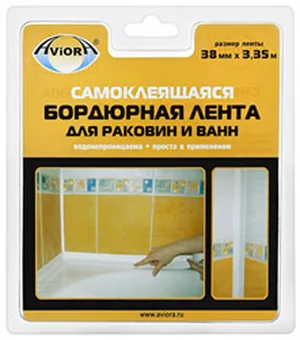 Лента бордюр AVIORA 38ммх3,35м для ванн и раковин, бел