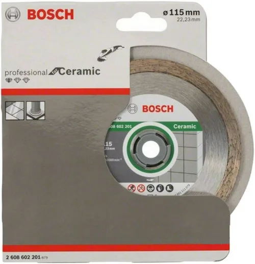 Диск алмазный BOSCH, 115x22,2х1,7 мм,высота 7мм, PF Ceramic, сухой рез,( керамика)